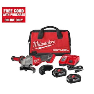 M18 FUEL 18V Lithium-Ion Brushless Cordless 4-1/2 in./5 in. Braking Grinder Kit w/Paddle Switch & (2)6.0 Batteries