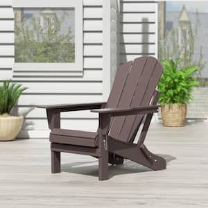 Addison Poly Plastic Folding Outdoor Patio Traditional Adirondack Lawn Chair in Dark Brown