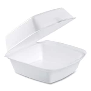 6 in. x 5.78 in. x 3 in. White Foam Hinged Lid Containers (500-Carton)