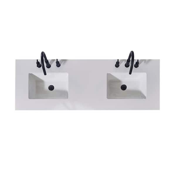 Altair Edolo 60 in. W x 22 in. D Engineered Stone Composite Vanity Top in Snow White Apron