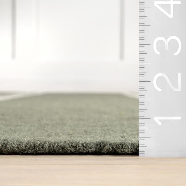 Elowen Double Striped Wool Sage Green 5 ft. x 8 ft. Indoor/Outdoor Patio Rug