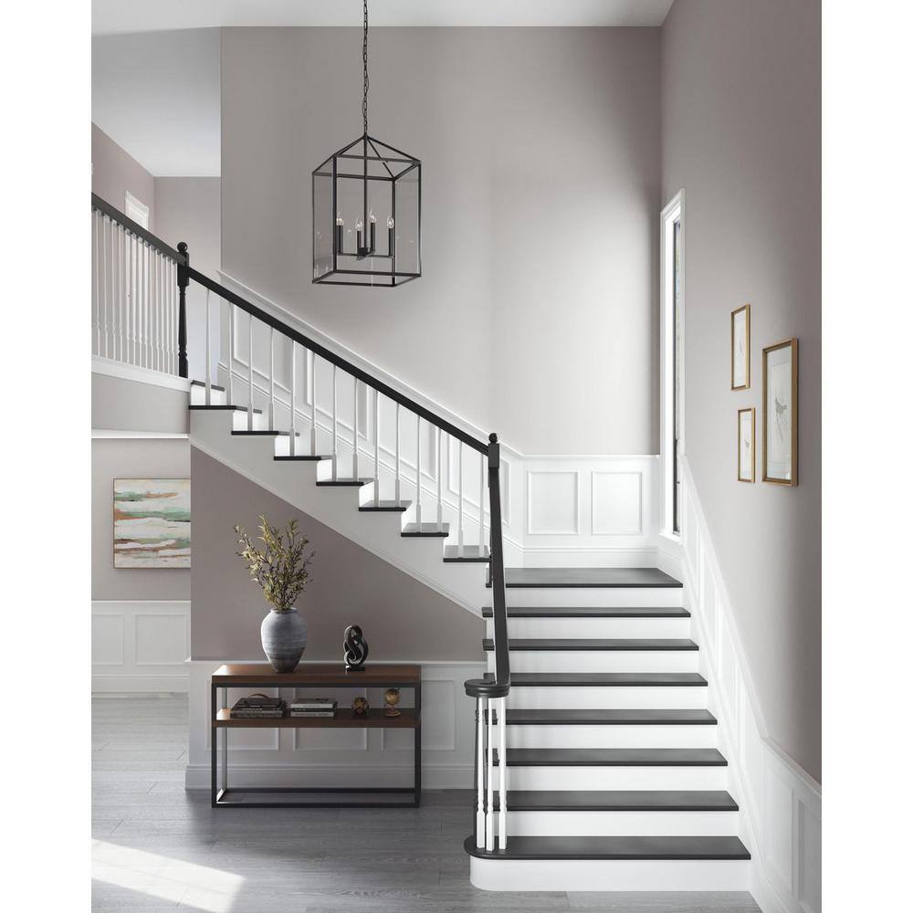 Hillcrest Matte Black 4-Light Glass Foyer Chandelier
