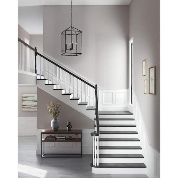 Hillcrest 4-Light 17 in. Matte Black Modern Farmhouse Foyer Light for Halls