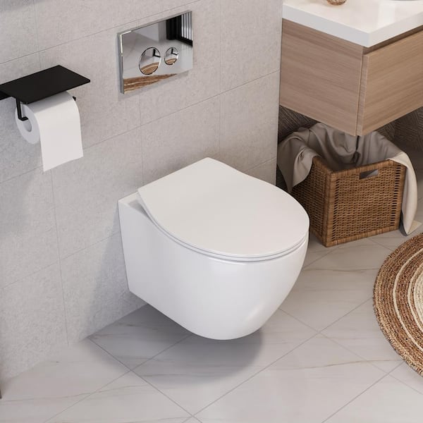 DEERVALLEY Liberty 1-Piece 1.1/1.6 GPF Dual Flush Wall-Mounted Elongated Toilet in White