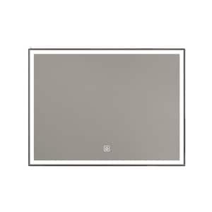 Vanta XL 23.6 in. W x 31.5 in. H Large Rectangular Metal Framed Fog Free Wall Mount LED Bathroom Vanity Mirror in Black