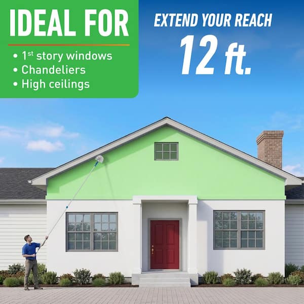 12 ft. Aluminum Telescoping Pole with Connect and Clean Locking Cone and Quick-Flip Clamps