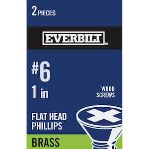 #6 x 1 in. Phillips Flat Head Brass Wood Screw (2-Pack)