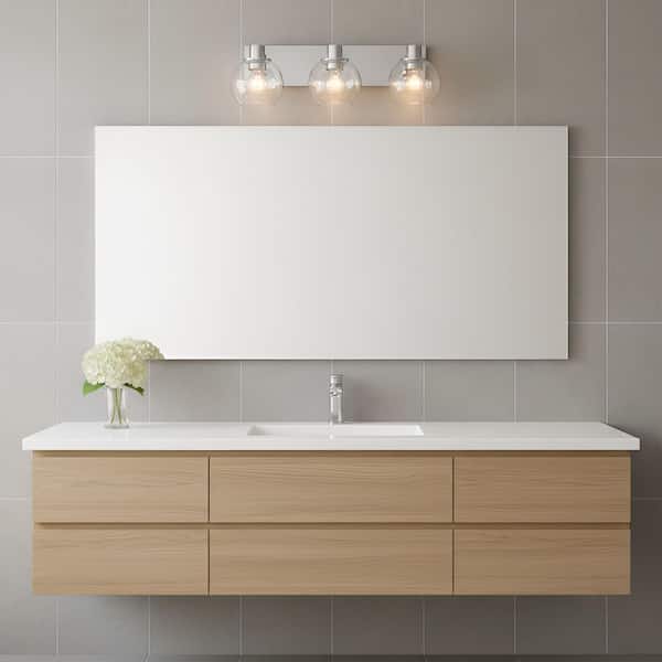 Rito 23.13 in. W x 7.125 in. H 3-Light Chrome Dimmable Large Bathroom Vanity Light with No Bulbs Included