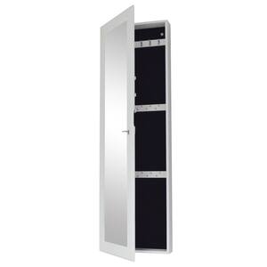White Wall-Mounted Large-Capacity Wooden Jewelry Cabinet with Full-Length Mirror