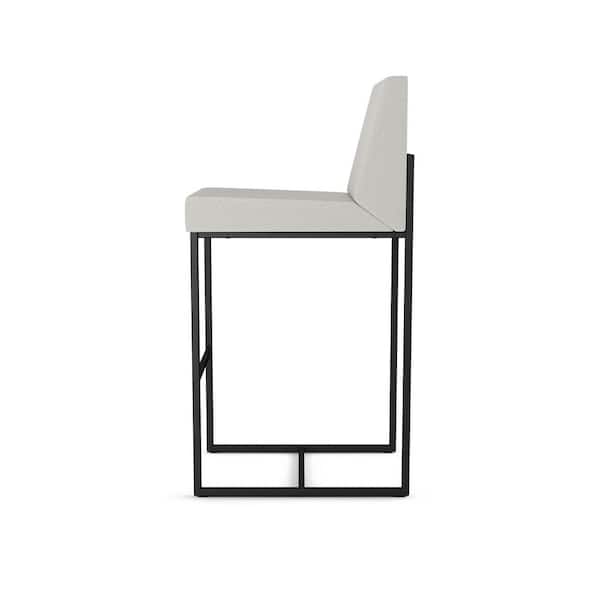 Derry 26 in. Light Grey Polyester/Black Metal Counter Stool