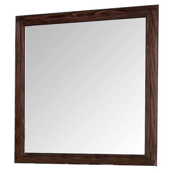 1 in. x 38 in. Rectangular Wooden Frame Brown Wall Mirror