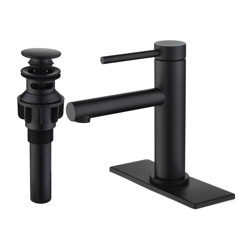Single Handle Single Hole Bathroom Faucet with Drain Assembly and Deckplate Brass Vanity Basin Taps in Matte Black price history on PriceWatchPro