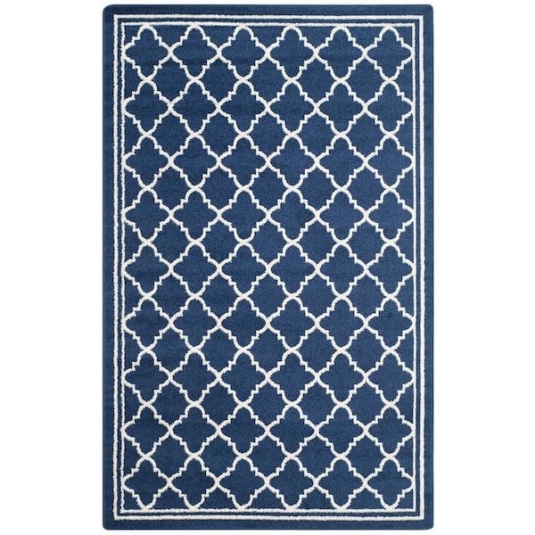 SAFAVIEH Amherst Navy/Beige 5 ft. x 8 ft. Border Multi-Trellis Area Rug