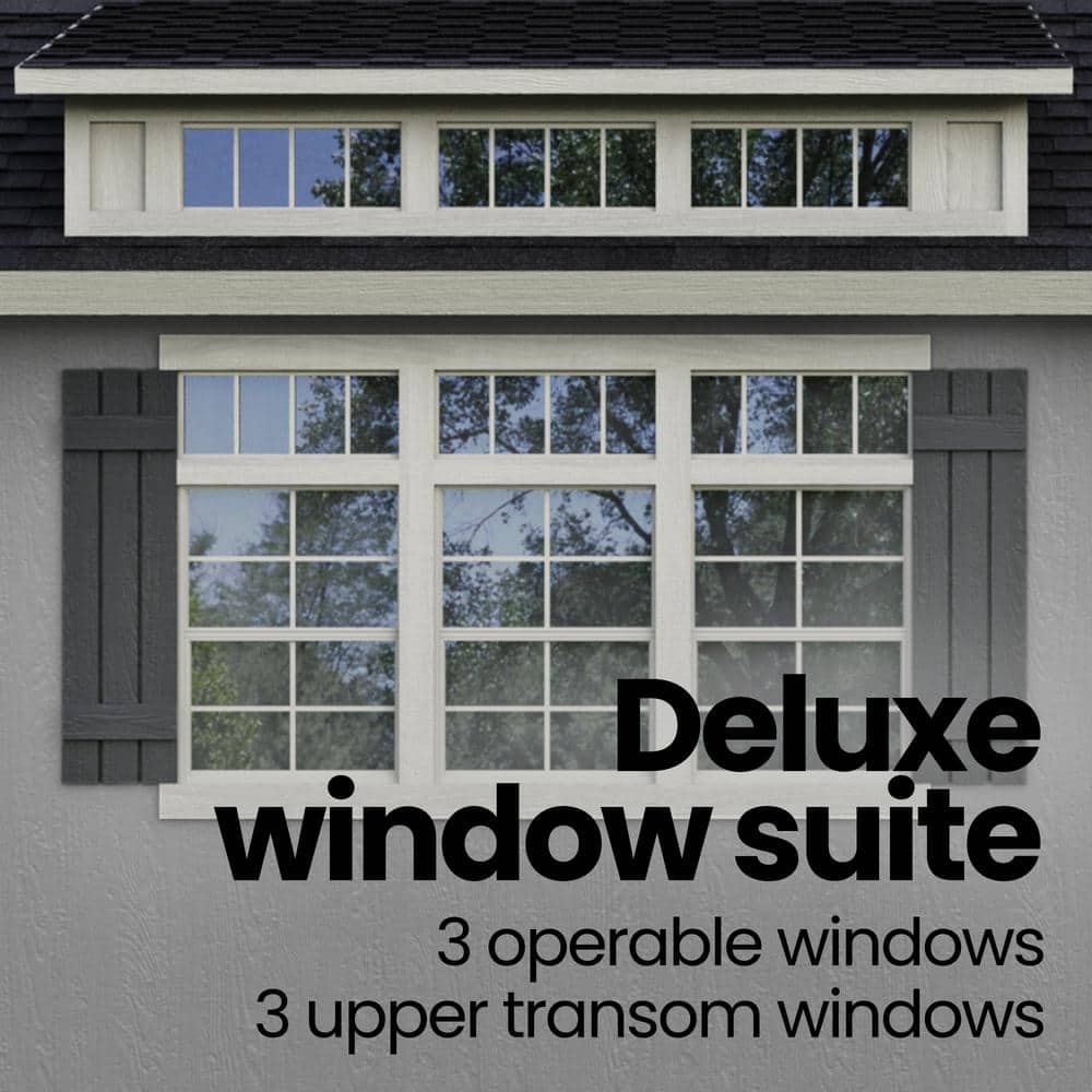 Beige 10' x 12' Wooden Storage Shed Kit with Windows