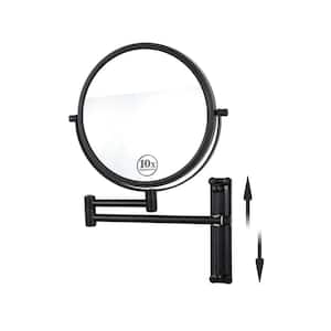 8 in. W x 8 in. H Round 1X/10X Magnifying Wall Mounted Height Adjustable 360°Swivel Bathroom Makeup Mirror in Black