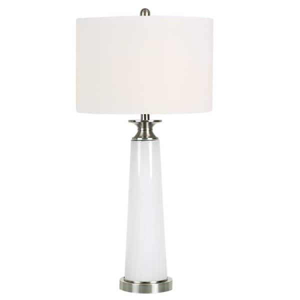 Fangio Lighting 31 in. White Indoor Table Lamp with Decorator Shade