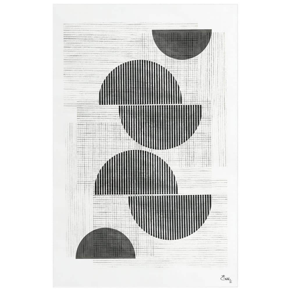 Gray 5 ft. x 8 ft. Retro Modern Washable Geometric Art Felt Area Rug price history on PriceWatchPro