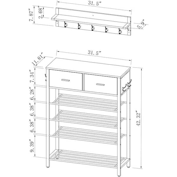 Standard shoe rack online dimensions