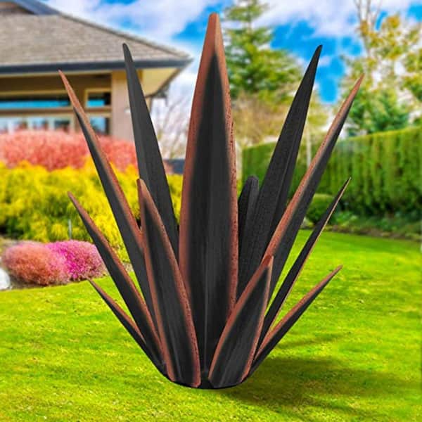 Cubilan Large Tequila Rustic Sculpture, Rustic Metal Agave Plants for Outdoor Patio Yard, Home Decor Hand Painted