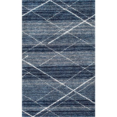 Vito Contemporary Trellis Shag Blue 7 ft. 6 in. x 9 ft. 6 in. Area Rug