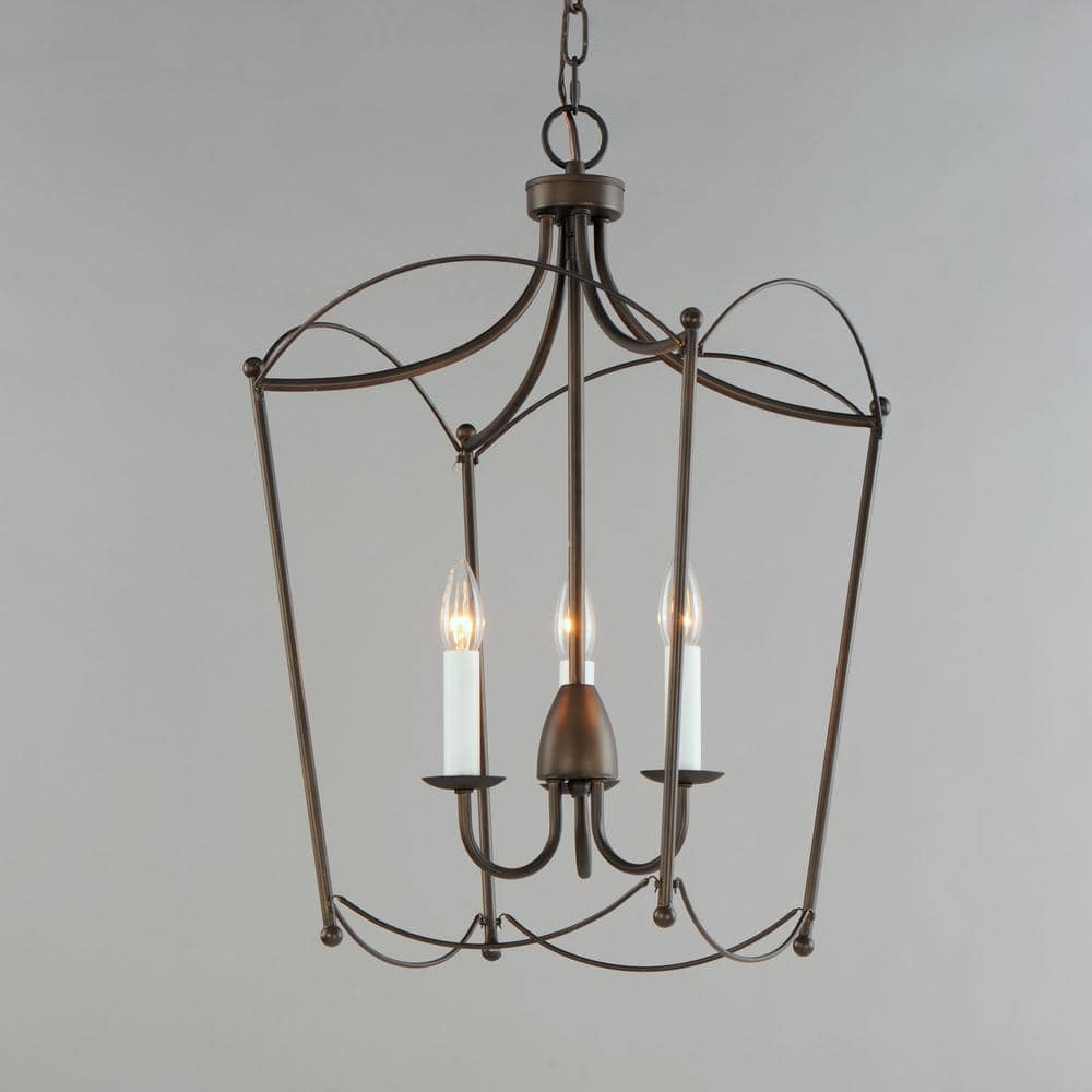 Plumette 3-Light Chestnut Bronze and Crystal Pendant Chandelier