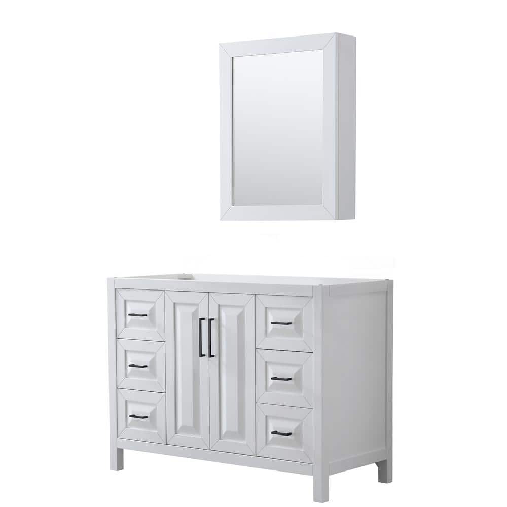 Daria 47 in. W x 21.5 in. D x 35 in. H Single Bath Vanity Cabinet without Top in White with Med Cab Mirror price history on PriceWatchPro
