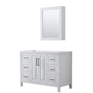 Daria 47 in. W x 21.5 in. D x 35 in. H Single Bath Vanity Cabinet without Top in White with Med Cab Mirror