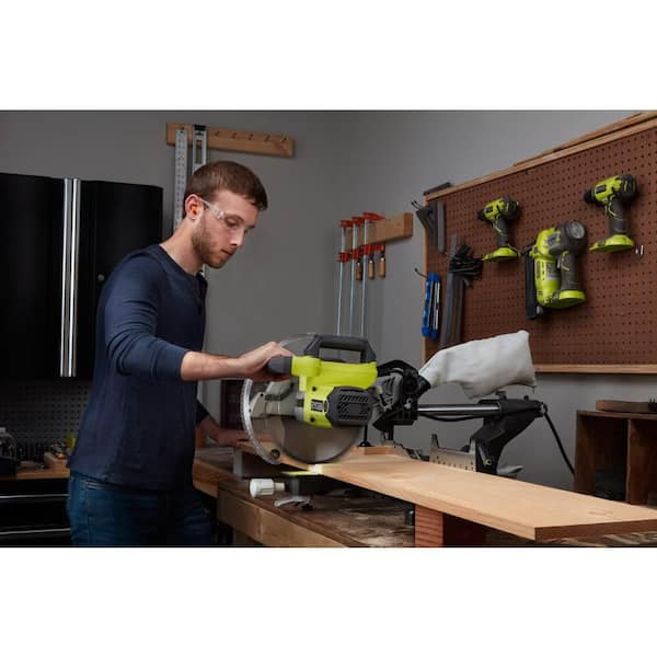 Nautisk svulst Skulle RYOBI 15 Amp 10 in. Corded Sliding Compound Miter Saw with LED Cutline  Indicator TSS103 - The Home Depot