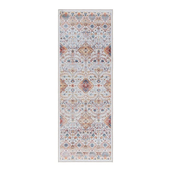 Gertmenian Tanis Ivory 2 ft. x 6 ft. Crystal Print Polyester Digitally Printed Runner Rug