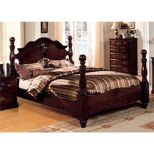 Polasca Glossy Dark Pine Queen Four-Poster Bed