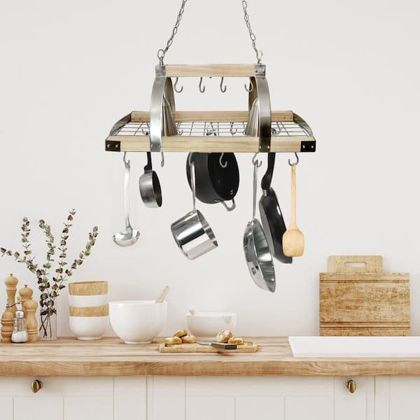 Lalia Home 36.25 in. Modern Industrial Hanging Pot Rack