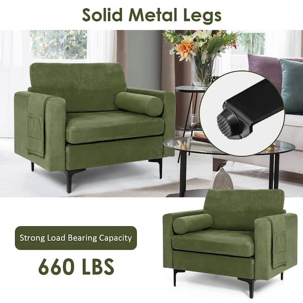 Costway Set of 2 Accent Armchair Single Sofa with Bolster and Side