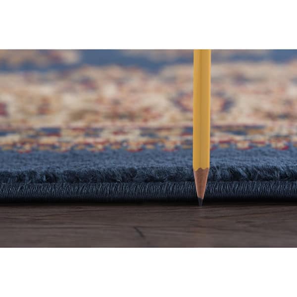 Sensation Border Navy 5 ft. x 8ft. Oval Indoor Area Rug
