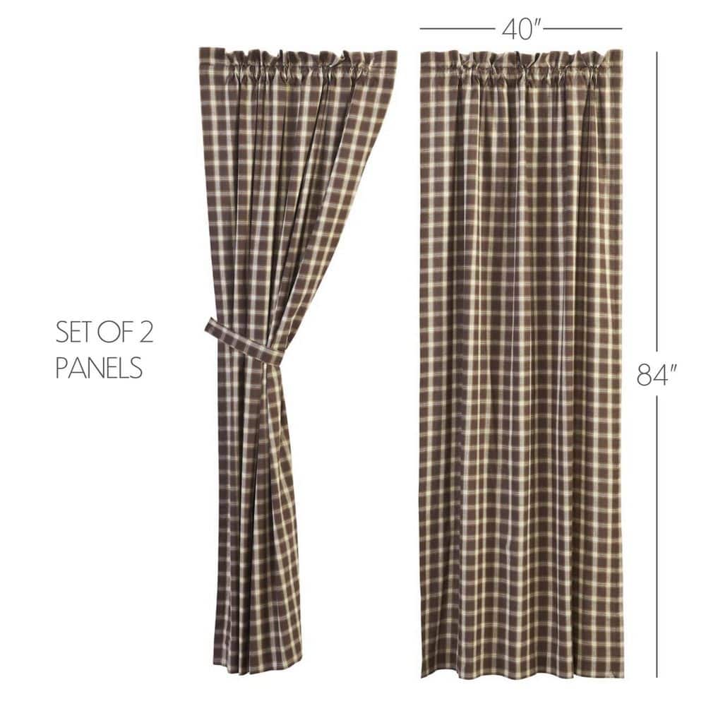 Rory 84'' Light-Filtering White Cotton Plaid Window Panels