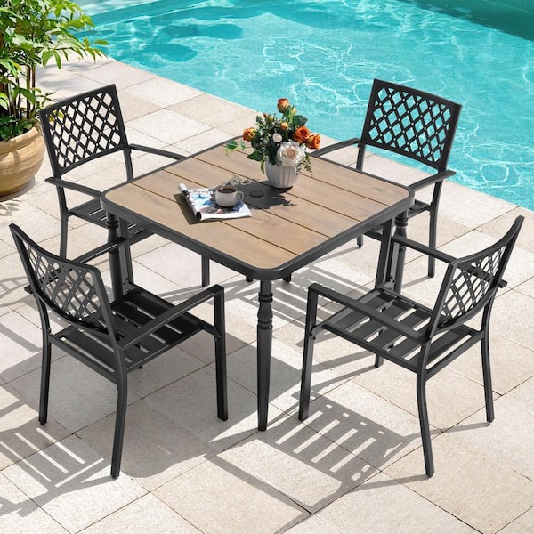 Nuu Garden Black Square Powder-Coated Metal Outdoor 37 in. Dining
