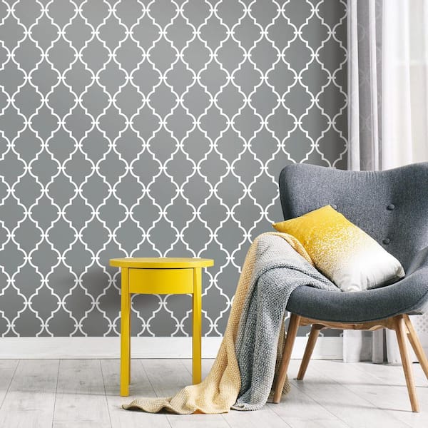 Grey Modern Trellis Peel and Stick Wallpaper (Covers 28.18 sq. ft.)
