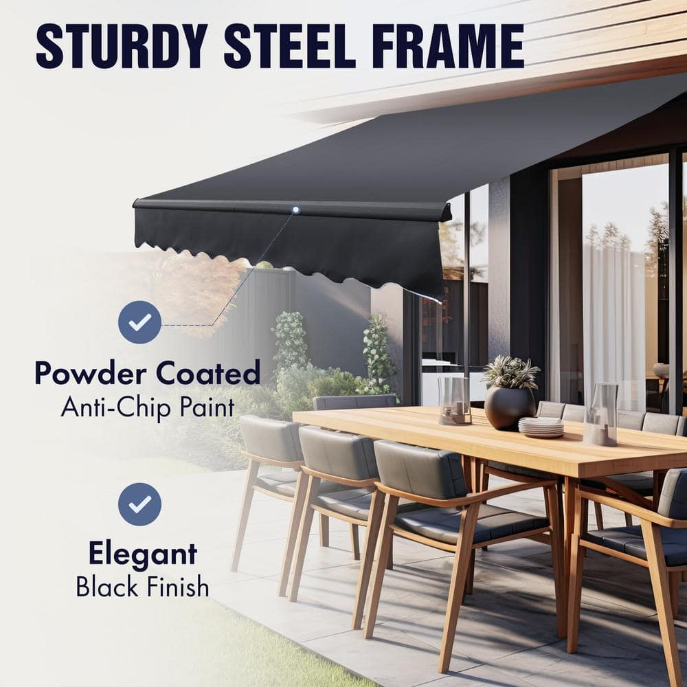 Forest Green Motorized Retractable Awning with Black Frame, 20x10
