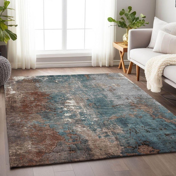 Chantille Machine Washable Indoor/Outdoor Abstract ACN1870 Paprika 9 ft. x 12 ft. Accent Rug