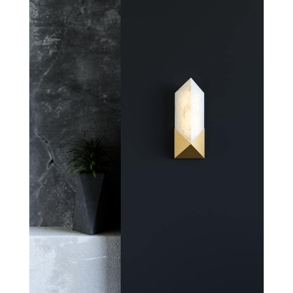 Vintage Brass and Alabaster Dimmable Outdoor Sconce
