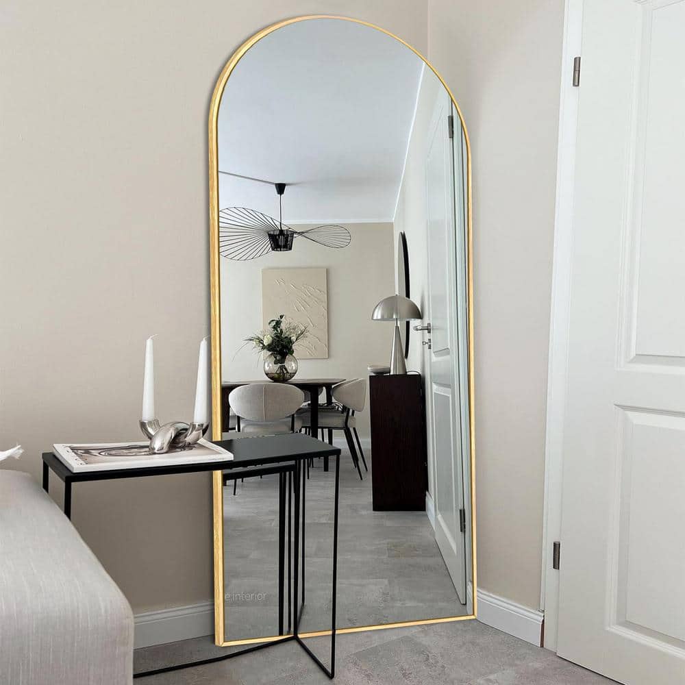 LuxHomez 24 in. W x 71in. H Oversized Modern Arch Aluminum Full Length Gold Wall Mounted/Standing Mirror Floor Mirror LAM-60-GO - The Home Depot