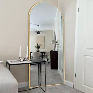 24 in. W x 71in. H Oversized Modern Arch Aluminum Full Length Gold Wall Mounted/Standing Mirror Floor Mirror