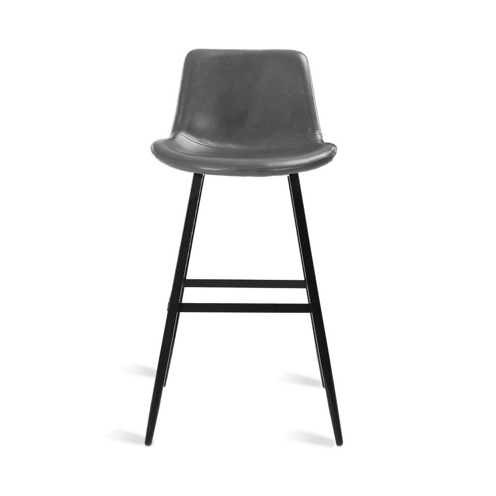 cozyman 41 in. H Dark Grey 30 in. Low Back Metal Frame Cushioned Counter Height Bar Stool with