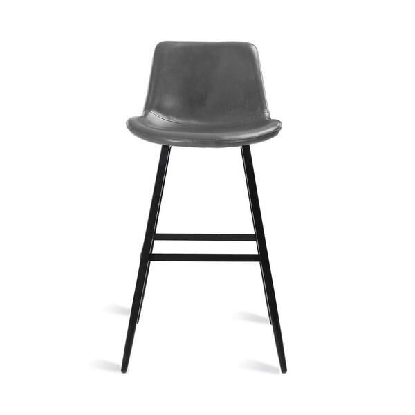 cozyman 41 in. H Dark Grey 30 in. Low Back Metal Frame Cushioned Counter Height Bar Stool with
