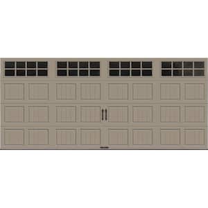 Gallery Steel Short Panel 16 ft x 7 ft Insulated 18.4 R-Value  Sandtone Garage Door with SQ24 Windows