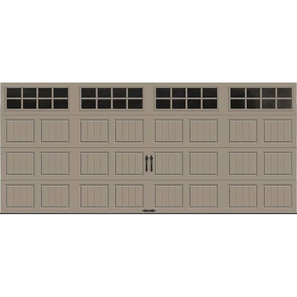 Clopay Gallery Collection 16 ft. x 7 ft. 18.4 R-Value Intellicore Insulated Sandtone Garage Door with SQ24 Window