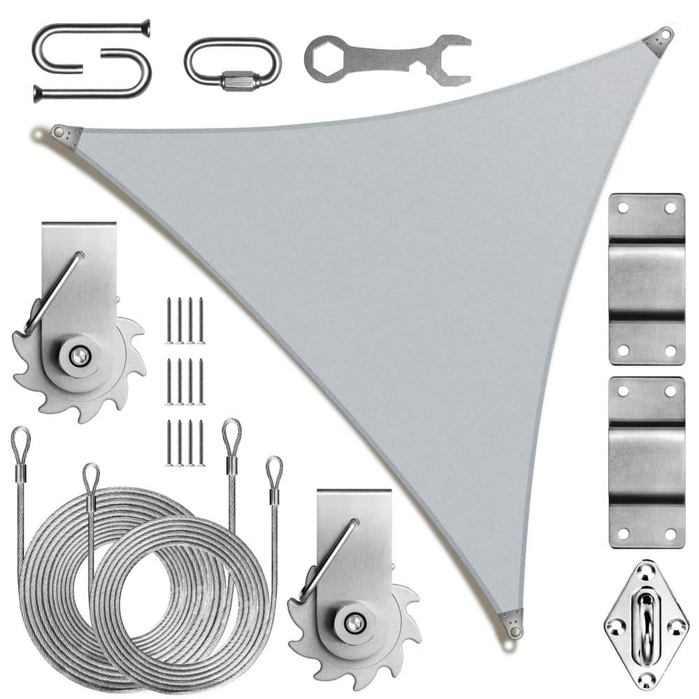 Super Ring 32 ft. x 32 ft. x 32 ft. Triangle Sun Shade Sail with Winch Kit-Grey price history on PriceWatchPro