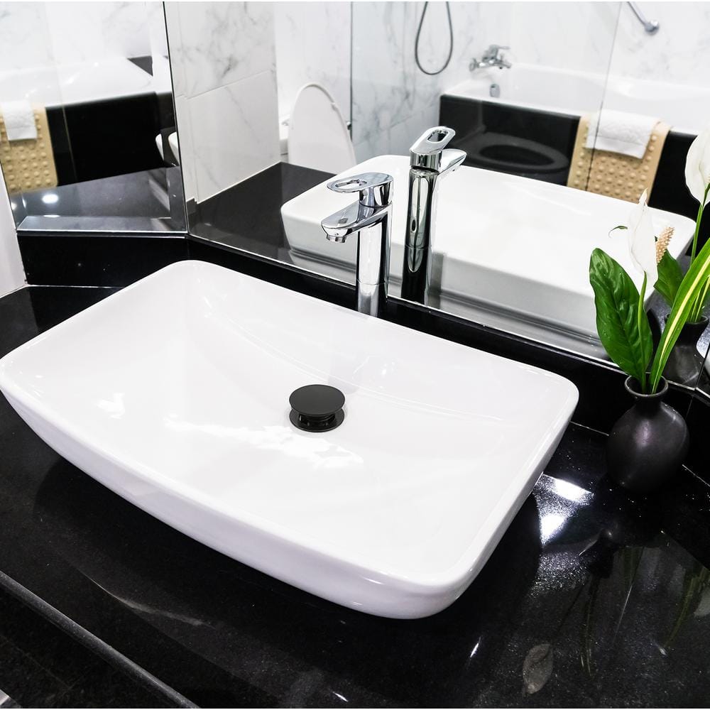 Matte Black ABS Plastic Pop-Up Sink Drain with Overflow