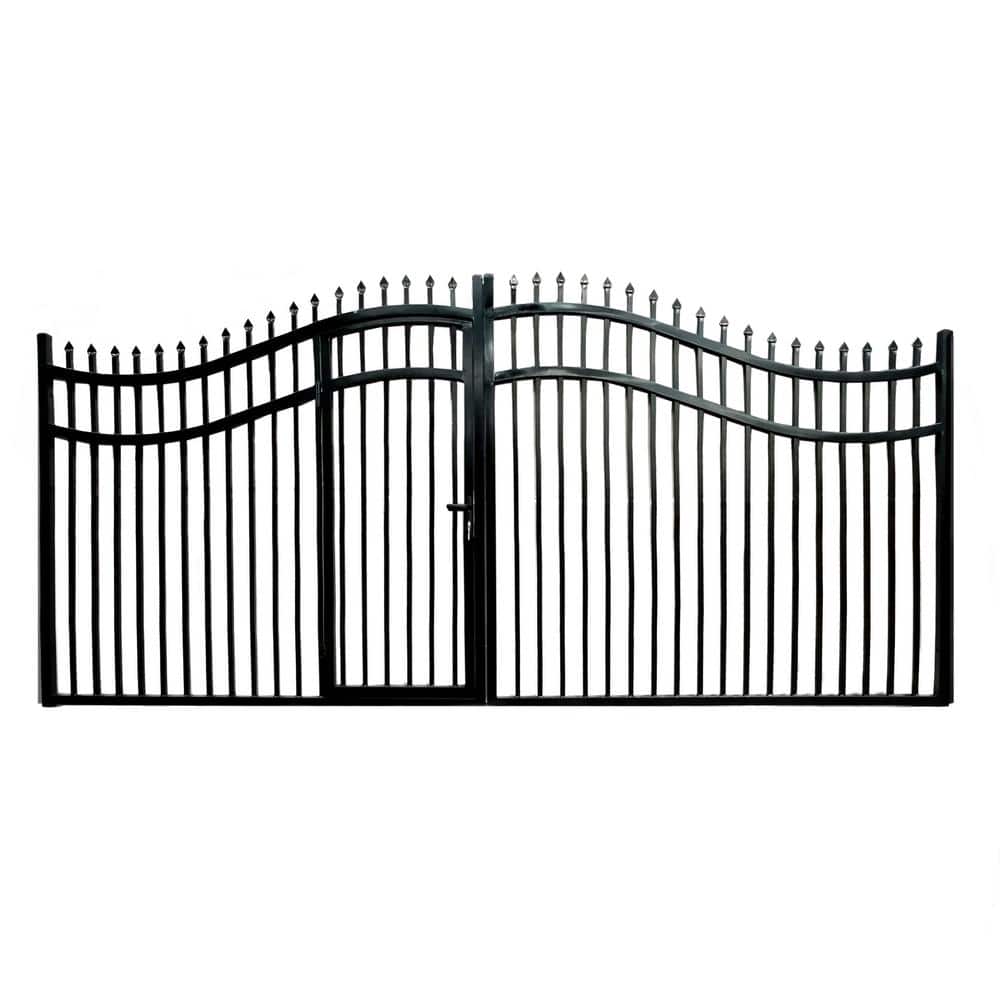 ALEKO Vienna Style 14 ft. x 7 ft. with Pedestrian Gate Black Steel