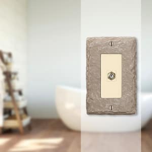 Faux Slate 1 Gang Coax Resin Wall Plate - Almond