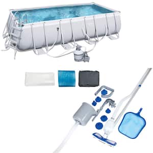 18 ft. x 9 ft. x 48 in. Frame Above Ground Pool Set and Pool Cleaning Kit